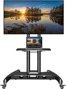 nb north bayou mobile tv cart rooling tv stand with wheels for 32 to 70 inch lcd led oled plasma flat panel screens up to 100lbs ava1500-60-1p (black)