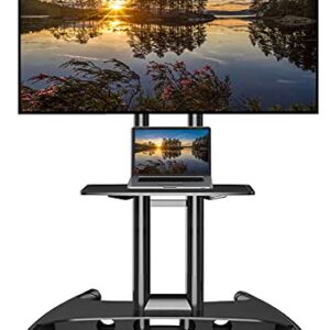 NB North Bayou Mobile TV Cart Rooling TV Stand with Wheels for 32 to 70 Inch LCD LED OLED Plasma Flat Panel Screens up to 100lbs AVA1500-60-1P (Black)