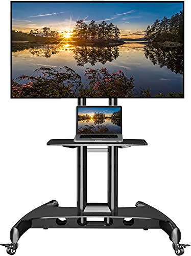 NB North Bayou Mobile TV Cart Rooling TV Stand with Wheels for 32 to 70 Inch LCD LED OLED Plasma Flat Panel Screens up to 100lbs AVA1500-60-1P (Black)