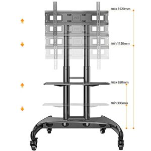 NB North Bayou Mobile TV Cart Rooling TV Stand with Wheels for 32 to 70 Inch LCD LED OLED Plasma Flat Panel Screens up to 100lbs AVA1500-60-1P (Black)