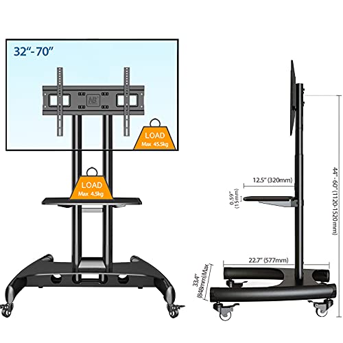 NB North Bayou Mobile TV Cart Rooling TV Stand with Wheels for 32 to 70 Inch LCD LED OLED Plasma Flat Panel Screens up to 100lbs AVA1500-60-1P (Black)