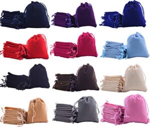 sansam 48pcs small 12 colors mixed drawstrings velvet gift bags velvet jewelry pouches for wedding favors, candy bags, party favors, 2.8×3.6”