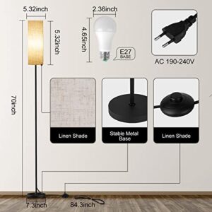 Hialotvt LED Floor Lamp for Living Room Bedroom, Smart Standing Lamp with Alexa Google Assistant App Remote Control, Tall Modern Floor Lamp with Linen Lamp Shade, 16 Million Colors Bulb Included