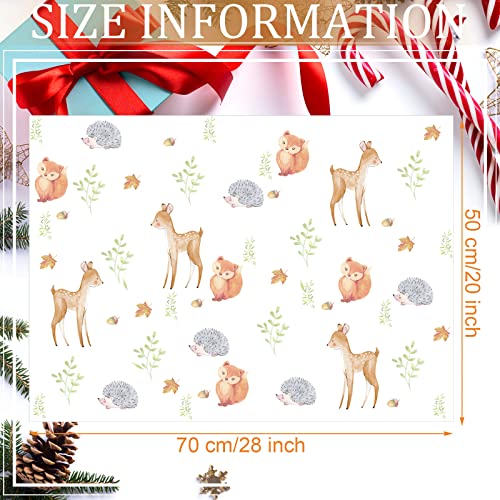 Junkin 10 Sheets Fawn Woodland Gift Wrap Wrapping Paper Folded Flat Baby Wrapping Paper Forest Animal Wrapping Paper Sheet for Boy Girl Birthday Baby Shower, 20 x 28 Inch