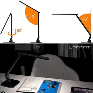 Lampat Dimmable LED Desk Lamp, 4 Lighting Modes (Reading/Studying/Relaxation/Bedtime), 5-Level Dimmer, Touch-Sensitive Control Panel, 1-Hour Auto Timer, 5V/1A USB Charging Port, Piano Black