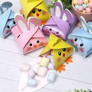 Easter Party Favor Boxes Easter Treat Boxes Bunny Party Decorations Easter Basket Bunny and Chicks Goodies Candy Gift Boxes for Easter Party Decorations Table Centerpieces Decor Supplies Set of 12