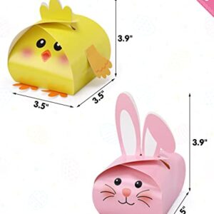 Easter Party Favor Boxes Easter Treat Boxes Bunny Party Decorations Easter Basket Bunny and Chicks Goodies Candy Gift Boxes for Easter Party Decorations Table Centerpieces Decor Supplies Set of 12