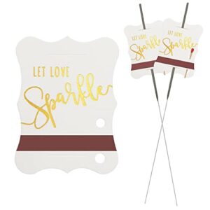 100 pcs wedding send off sparkler tags, “let love sparkle” gold foil stamped metallic sparkler sleeves with match striker strips for anniversary parties graduation birthday engagement event