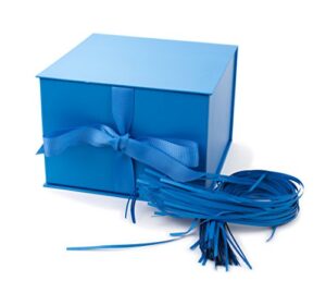 hallmark 7″ gift box with lid and paper fill (blue) for hanukkah, christmas, holidays, father’s day, birthdays, baby showers and graduations