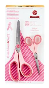mundial p1852b cushionsoft special edition 8-1/2-inch and 5-1/2-inch ambidextrous scissors, 2-piece set, pink