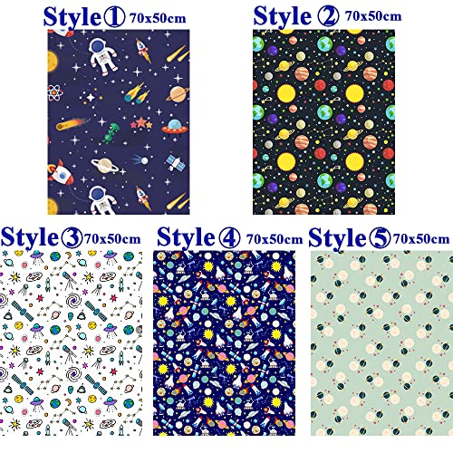 poophe Solar System Wrapping Paper, Space Gift Wrap Paper Set, 5 Pack Folded Outer Space Theme Gift Wrap for Birthday Party Decoration DIY Craft Supplies 70 X 50cm