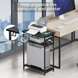 CCCEI Computer Tower and Printer Stand Design with Charging Station, 4 Outlets and Fast Charging USB Ports, 3 Tier Storage, Tall PC Case or Scanner Table 30 Inches High for Small Home Office Black