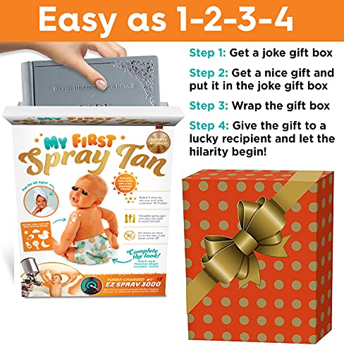 My First Spray Tan Prank Gift Box - Funny Gift For New Parents or White Elephant Gift