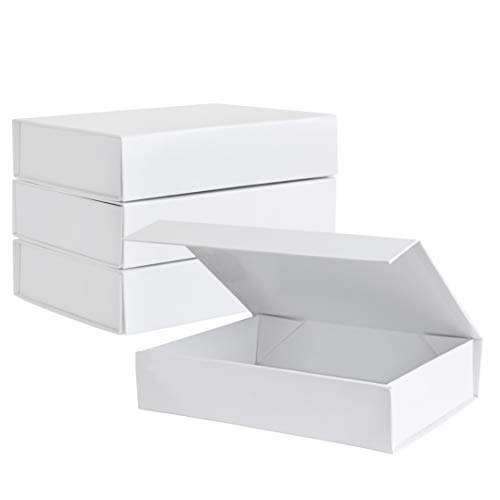 Purple Q Crafts White Hard Gift Box with Magnetic Closure Lid 7 inch x 5 inch x 1.6 inch Rectangle Small Boxes For Gifts With White Glossy Finish (2 Boxes), 1 Count (Pack of 2)