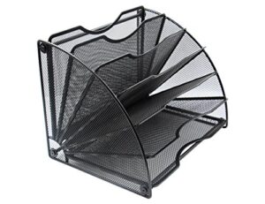 easypag desk file organizer 6 compartment fan-shaped filing paper holder letters tray desk organizers and accessories ,black