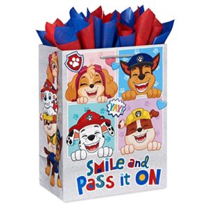 american greetings 13″ large paw patrol gift bag with tissue paper (1 bag, 8-sheets)