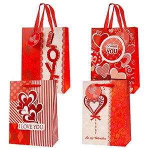 4 pcs valentines day gift paper bags with handles, creative unique valentines day gift bags for anniversary