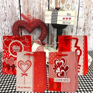 4 Pcs Valentines Day Gift Paper Bags with Handles, Creative Unique Valentines Day Gift Bags for Anniversary