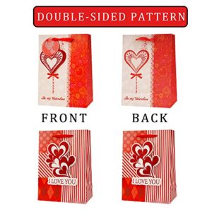 4 Pcs Valentines Day Gift Paper Bags with Handles, Creative Unique Valentines Day Gift Bags for Anniversary