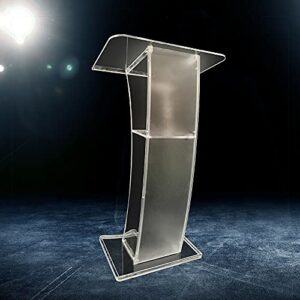 Slanted Podium Lectern Conference Pulpit Acrylic Podium Clear Transparent Church Lectern Pulpit Office Stand up Floor-Standing Podium Lectern (Type 3)