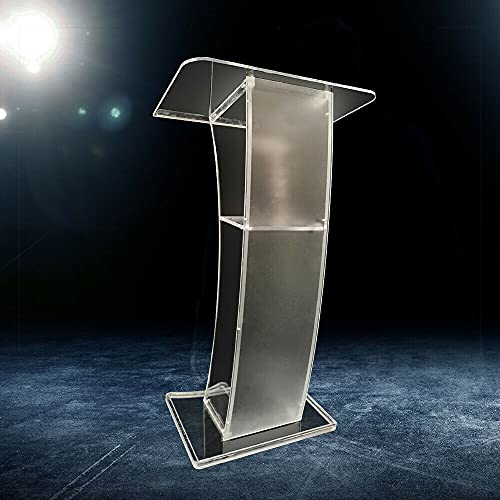 Slanted Podium Lectern Conference Pulpit Acrylic Podium Clear Transparent Church Lectern Pulpit Office Stand up Floor-Standing Podium Lectern (Type 3)