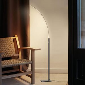 tacahe arc corner floor lamp – 3000k warm white & 3 brightness presets – curved led accent lamp with touch switch – 63″ modern standing lamp for bedroom, living room – 12w – black