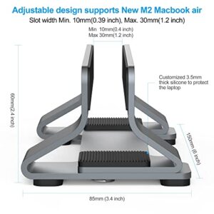 Psitek Aluminum Vertical Laptop Stand Dock Holder, Space-Saving Upright Storage for All MacBook and Laptops, Adjustable Slot Width (10-30mm/0.4-1.2 inch), Version 2023