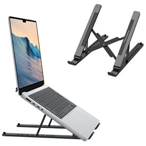 portable laptop stand, omoton laptop stand for desk ergonomic 7-levels angles adjustable computer stand, abs laptop riser holder compatible with all laptops and ipad(10-15.6″)
