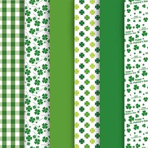whaline st. patrick’s day tissue paper 90 sheet green plaid shamrock clover pattern art tissue bulk irish spring holiday wrapping paper for diy crafts party gift bag packing birthday favors, 14 x 20″