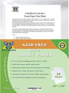 apadana acid free unbuffered white tissue paper 30 sheets 20 x 30 inches