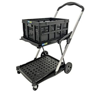 x-truk collapsible utility cart – 2-shelf, adjustable shopping cart converts to a dolly – lightweight, high-capacity storage cart wagon with removable basket carries up to 165 lbs by salesmaker carts