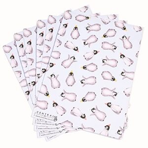 CENTRAL 23 Penguin Wrapping Paper - 6 Sheets of Birthday Gift Wrap - Cute Animal Wrapping Paper - For Men Women - Easter Gift Wrap for Him Her Boys Girls Kids - Recyclable