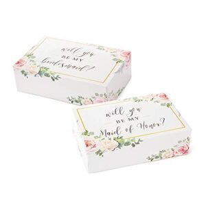 bridesmaid proposal box set {6 pack} 1 maid of honor proposal box and 5 will you be my bridesmaid boxes i floral bridesmaid box for bridesmaid gifts