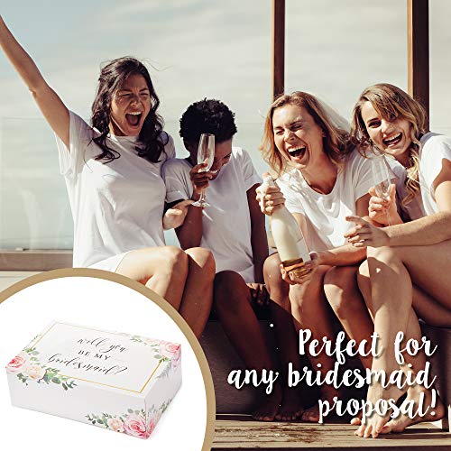 Bridesmaid Proposal Box Set {6 Pack} 1 Maid of Honor Proposal Box and 5 Will You be My Bridesmaid Boxes I Floral Bridesmaid Box for Bridesmaid Gifts