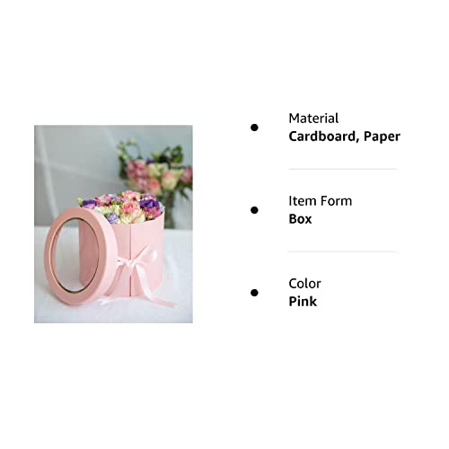 UNIKPACKAGING Premium Quality Round Flower Box, 2 TIER Gift Box with Lid, Size 7.8 dia. x 7 inch for Luxury Style Flower Arrangements (Pink)