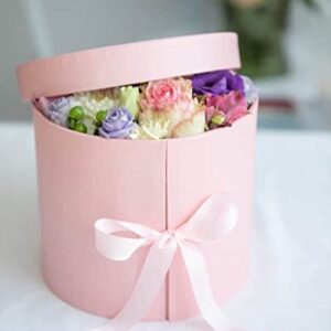 UNIKPACKAGING Premium Quality Round Flower Box, 2 TIER Gift Box with Lid, Size 7.8 dia. x 7 inch for Luxury Style Flower Arrangements (Pink)