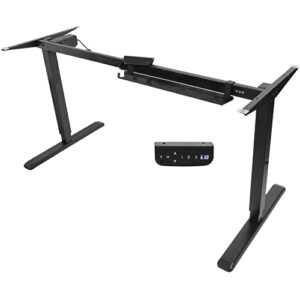 vivo electric stand up desk frame workstation with memory touch pad, single motor ergonomic standing height adjustable base, black, desk-v102e