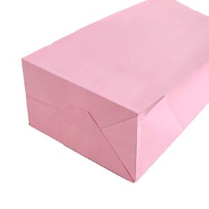 Party Favor Bag - 50 Pack Baby Pink Paper Food Grade Kraft Lunch Gift Bags for Princess 1st Birthday, Easter or Baby Shower - 5"x3"x9"