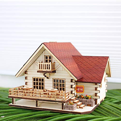 Young Modeler Desktop Wooden Model Kit Log House Cafe