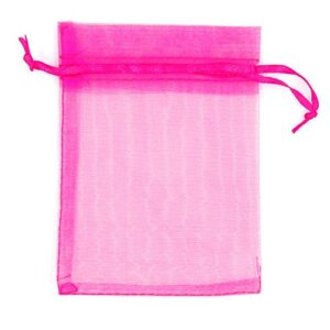 atcg 50pcs 6×9 inches drawstring organza pouches wedding party favor gift candy bags (hot pink)