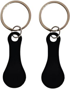 2 pcs portable aluminum alloy shopping trolley tokens key ring, trolley unlock release key for meters change or grocery shopping cart（black）, (csljmy20220613-0004)