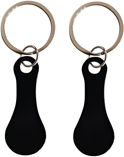 2 Pcs Portable Aluminum Alloy Shopping Trolley Tokens Key Ring, Trolley Unlock Release Key for Meters Change or Grocery Shopping Cart（Black）, (csljmy20220613-0004)