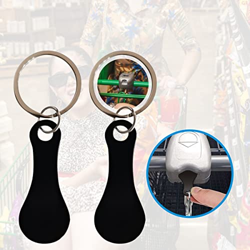 2 Pcs Portable Aluminum Alloy Shopping Trolley Tokens Key Ring, Trolley Unlock Release Key for Meters Change or Grocery Shopping Cart（Black）, (csljmy20220613-0004)