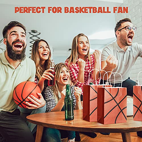 24 Pieces Basketball Party Favor Bags Basketball Present Goodie Bags Basketball Treat Candy Bags Sports Themed Paper Bags for Birthday Party Favors Supplies Decorations