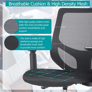 Drafting Chair Tall Office Chair, High Office Mesh Chair, Ergonomic Computer Rolling Chair, Standing Desk Stool with Adjustable Armrests and Foot-Ring