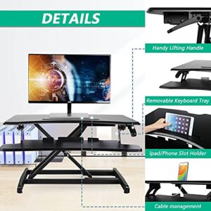 Standing Desk Converter, Stand up Desk Riser, Sit Stand Desk Adjustable Height Lift Desks Computer Workstation for Home Office 30 Inch