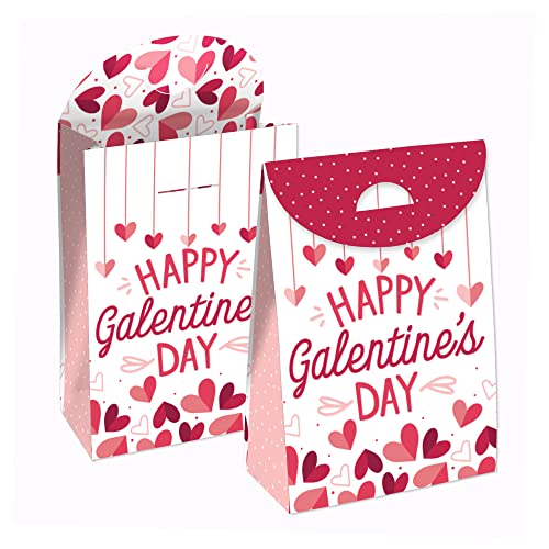 Big Dot of Happiness Happy Galentine’s Day - Valentine’s Day Gift Favor Bags - Party Goodie Boxes - Set of 12