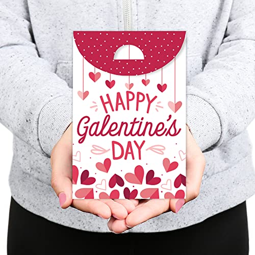 Big Dot of Happiness Happy Galentine’s Day - Valentine’s Day Gift Favor Bags - Party Goodie Boxes - Set of 12