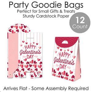 Big Dot of Happiness Happy Galentine’s Day - Valentine’s Day Gift Favor Bags - Party Goodie Boxes - Set of 12