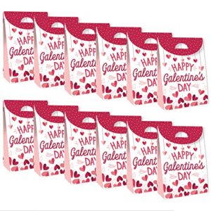 Big Dot of Happiness Happy Galentine’s Day - Valentine’s Day Gift Favor Bags - Party Goodie Boxes - Set of 12